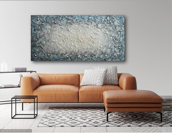 Blue Swirls - Wall Art Sculpture, Large Abstract Painting, Textured Contemporary Artwork