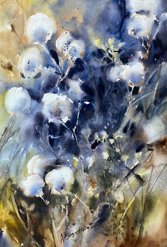 Summer is running out - original floral watercolor