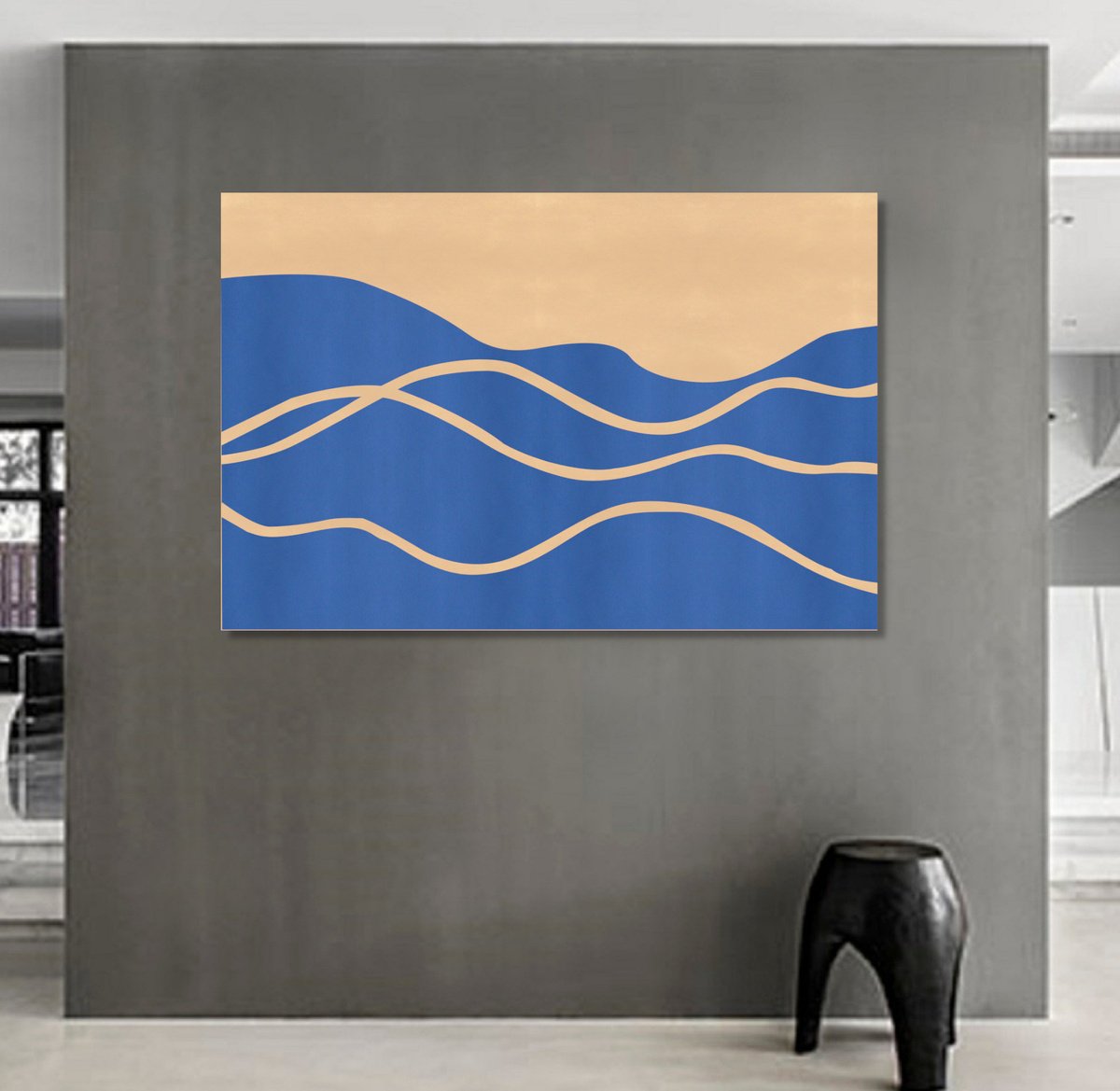 Abstract Landscape Acrylic Painting By Marina Krylova, 55 X 35", Modern Landscape #51, Original Artwork