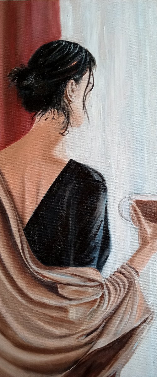 Morning Coffee. Woman with a Cup by Ira Whittaker