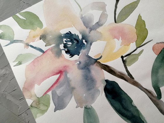 Magnolia painting. Blossoms painting