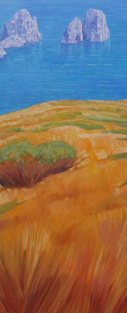 Impressionistic Landscape Oil Painting By Claudio Ciardi, 16 X 39, Capri Island, Original Artwork