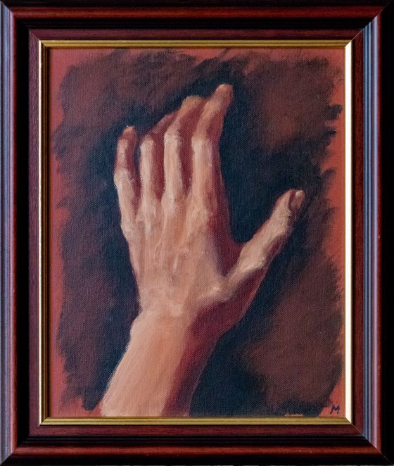 "Hand study 2" - Small oil sketch - 22X27 cm - FRAMED
