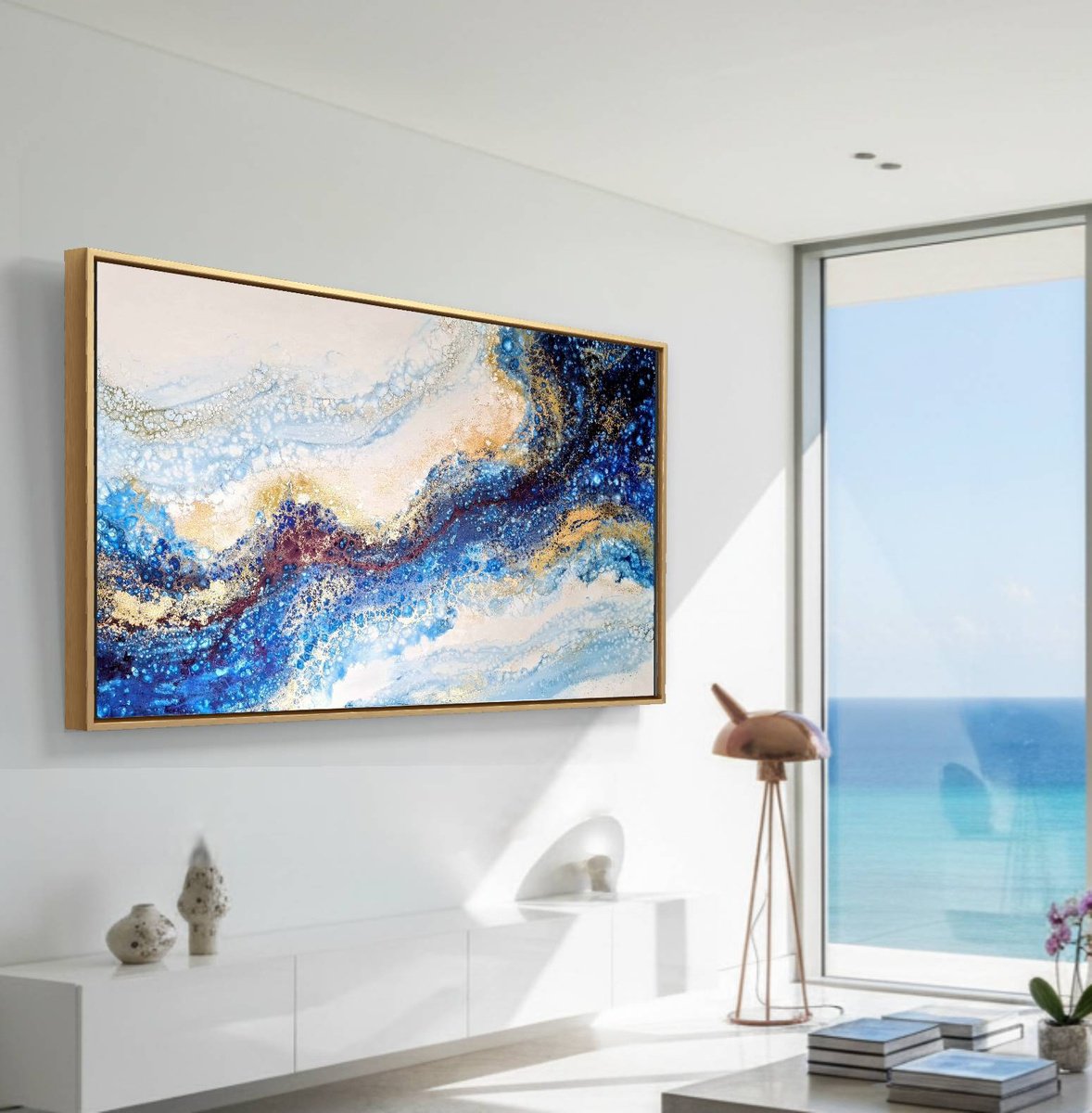 Organic Abstract Acrylic Painting By Eleni Denart, 59 X 35, Nemesis, Original Artwork