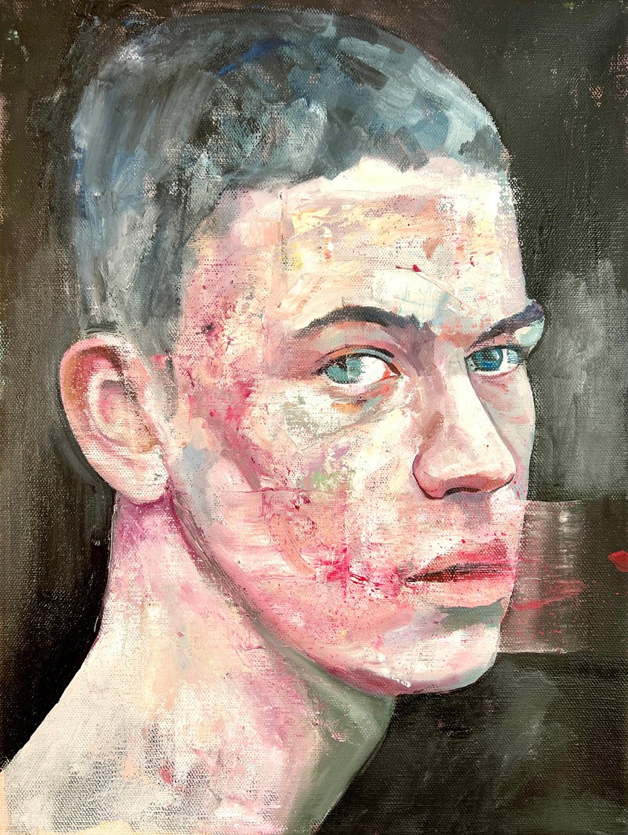 Expressive Portrait Oil Painting By Jonathan Mcafee, 12 X 16, Lament, Original Artwork