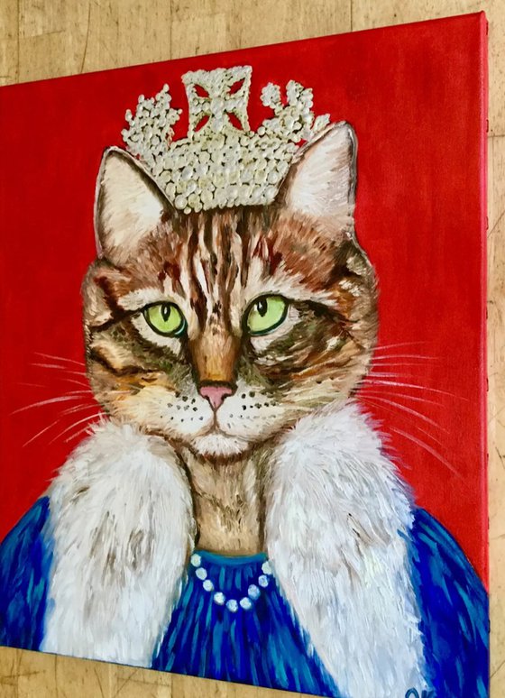 Cat La Queen on red