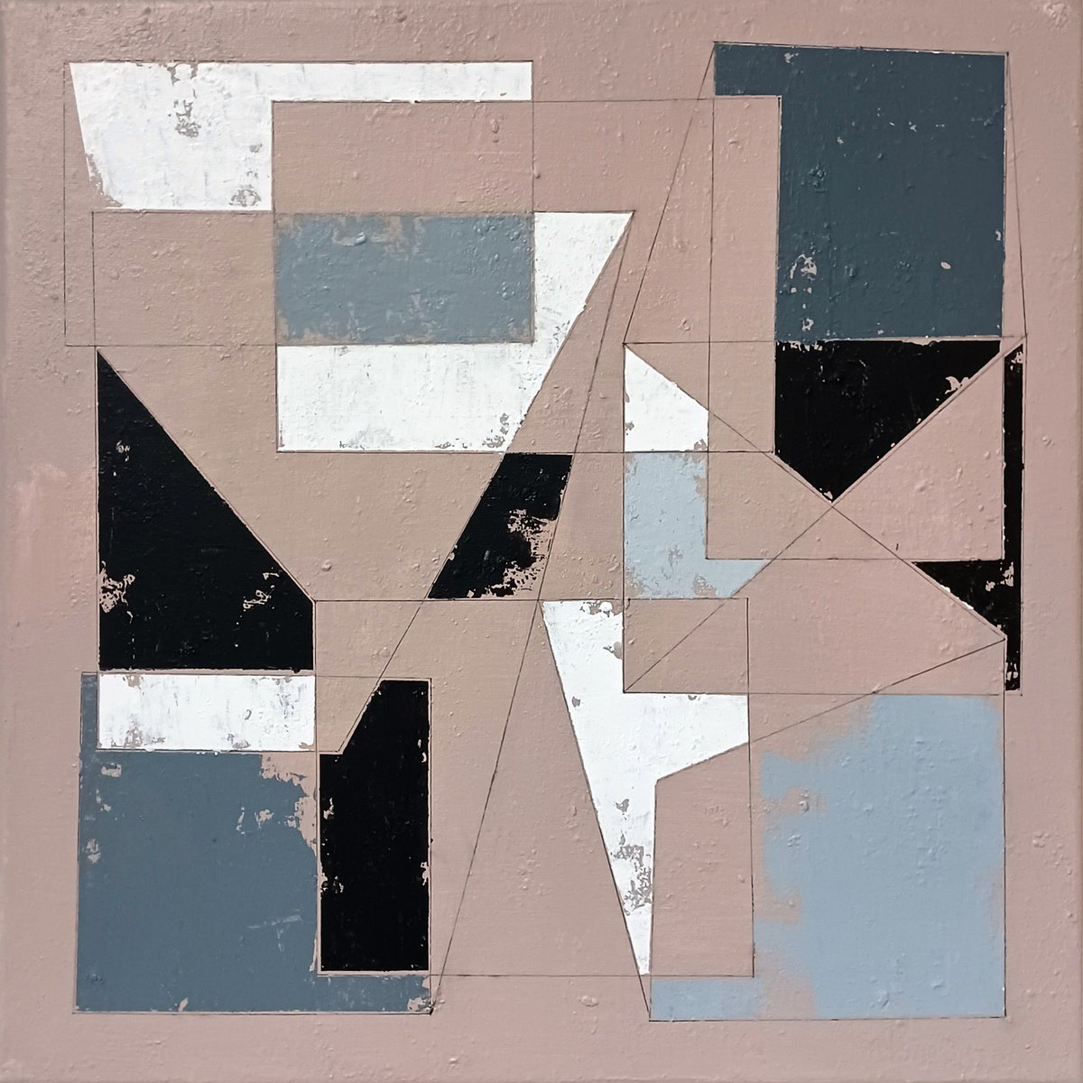 Geometric Abstract Acrylic Painting By Luis Medina, 16 X 16", Space 30, Original Artwork