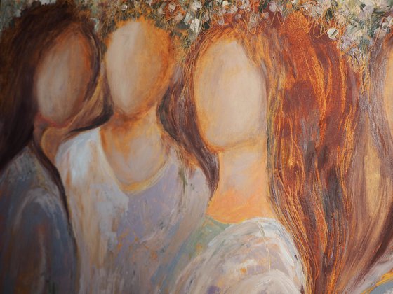 Strength, Faith, Courage, and Devotion - Large Figurative Women Portrait Original Oil Painting on Canvas