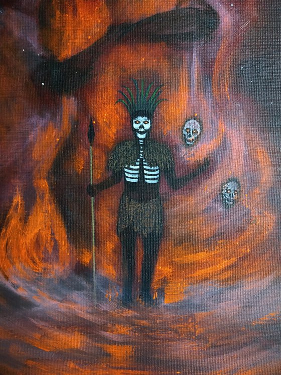 Voodoo spirit. Original acrylic painting by Zoe Adams.