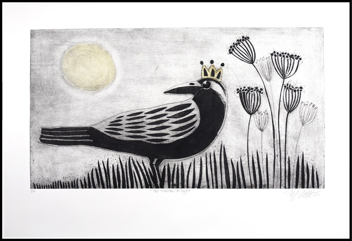 Expressive Animal Limited Edition Print By Mariann Johansen-Ellis, 27 X 19", The Raven King, Original Artwork