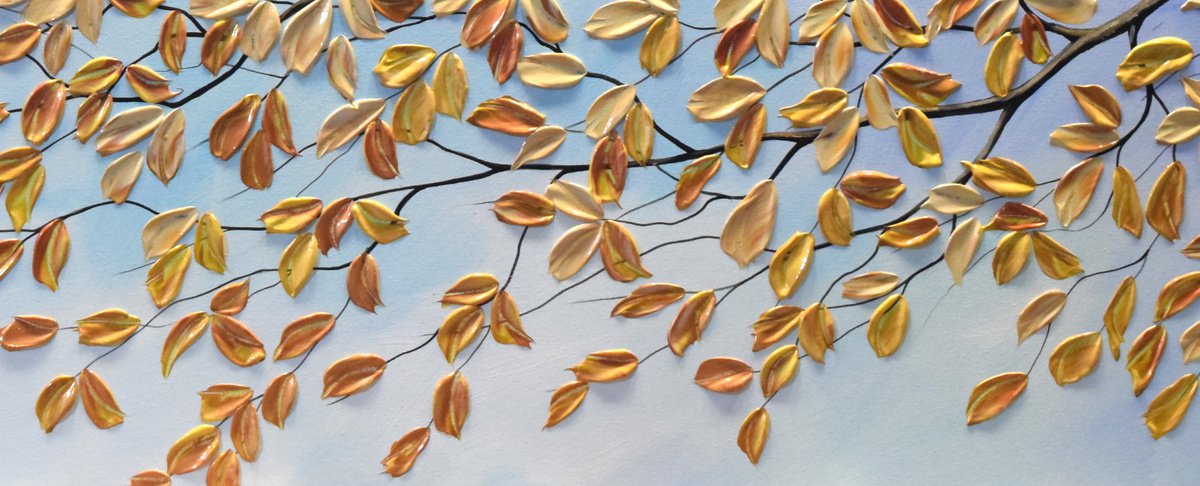 Autumn Leaves Painting, 48 x 12 by Nataliya Stupak