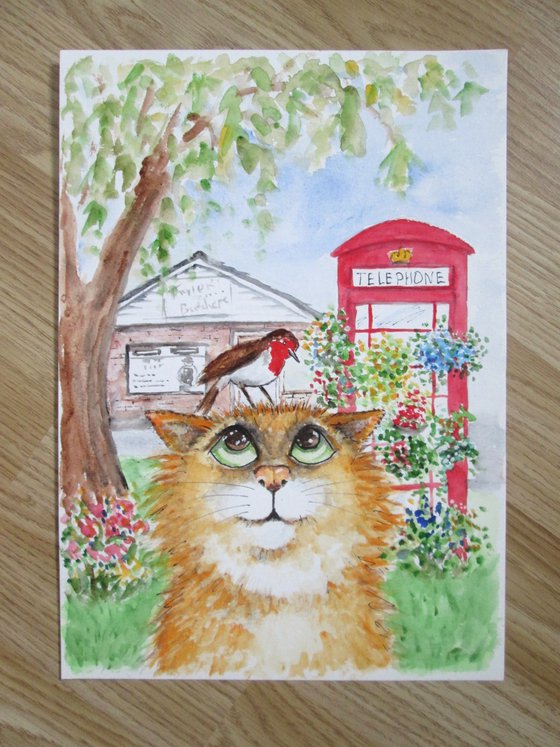 Kitty Cat and Red Phone Box