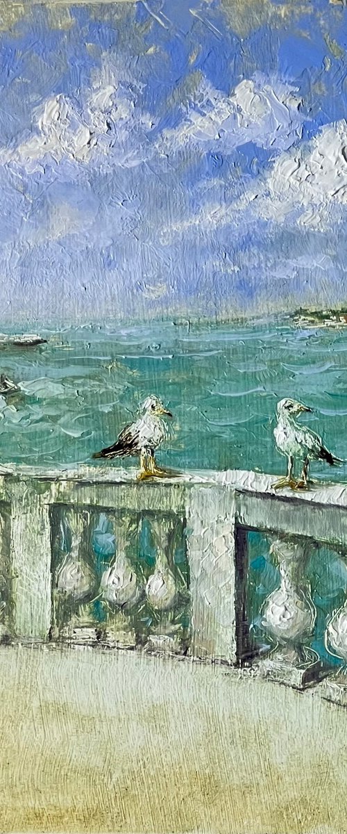 Venice Lagoon Seagulls Terrace by Yulia Odukalets