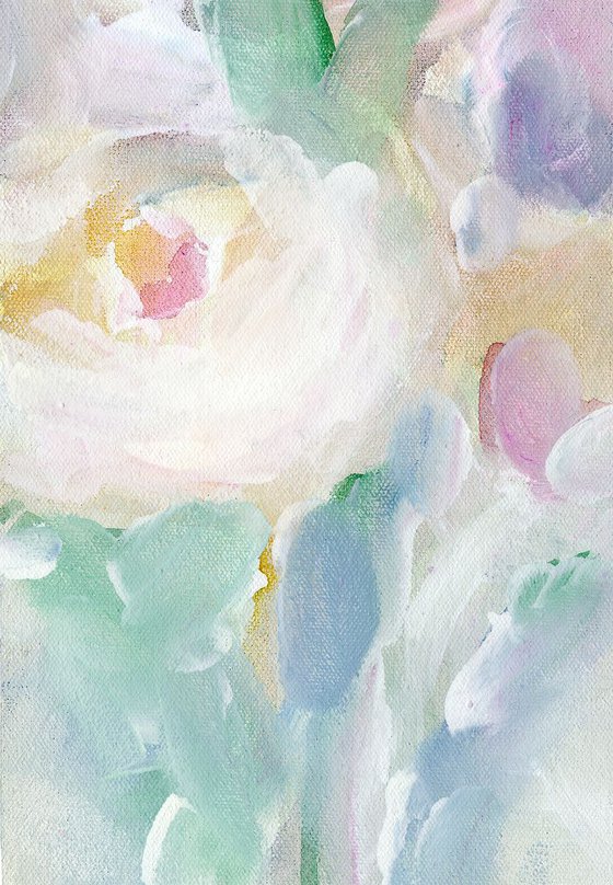 Soft Blooms No. 6 - Mixed Media Abstract Floral Painting by Kathy Morton Stanion, Modern Home decor