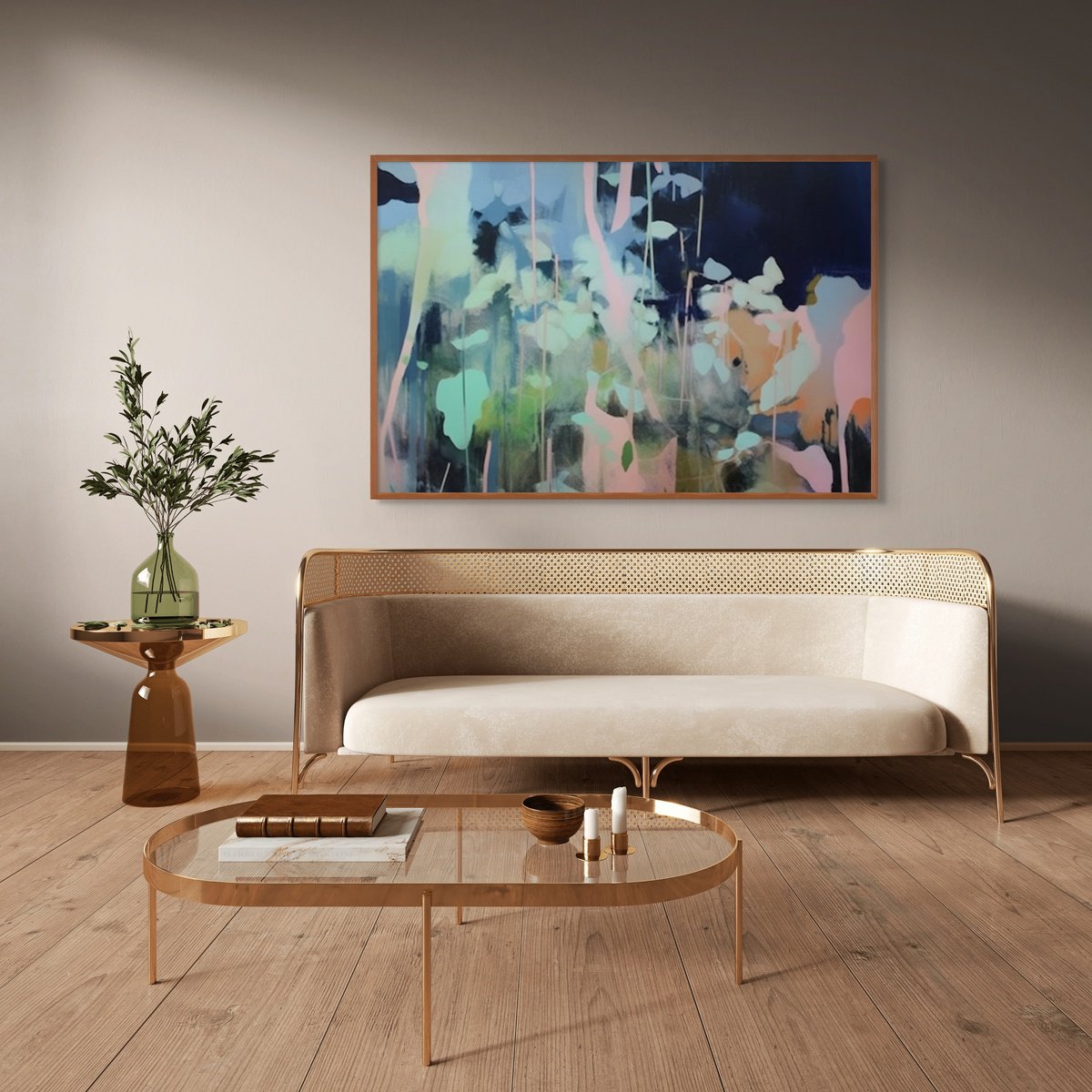 Organic Abstract Oil Painting By Anat Wegier, 71 X 47, Sea View, Original Artwork