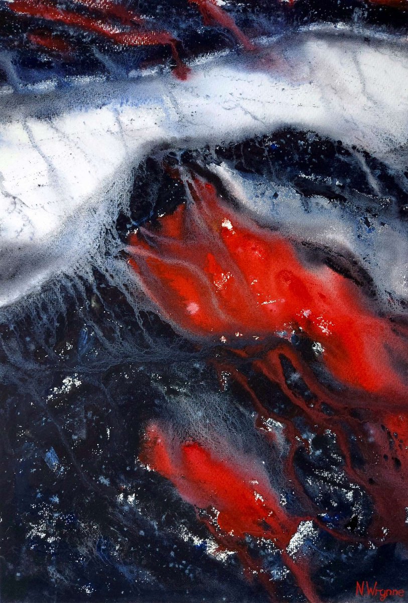 Expressive Abstract Watercolour By Neil Wrynne, 15 X 22", The Boundless Deep, Original Artwork