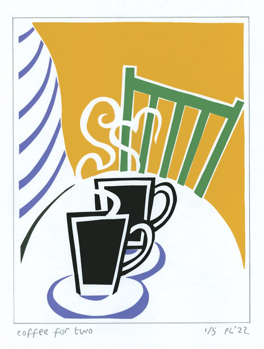 Expressive Print , Coffee For Two By Peter Long, 12 X 16, Artwork For Sale On Artfinder