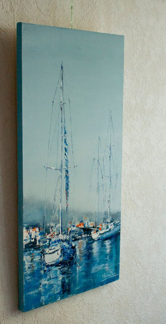 "Yachts in the harbor" ships, seascape