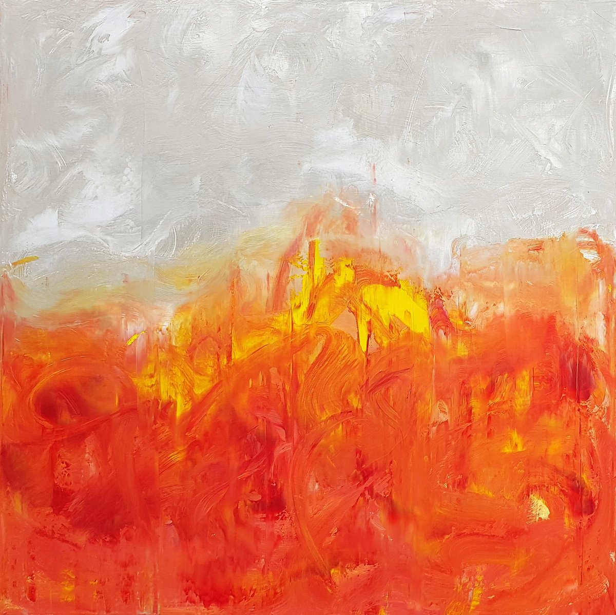 Abstract Acrylic Painting By Ivana Olbricht, 43 X 43, Heart Vs Brain, Original Artwork