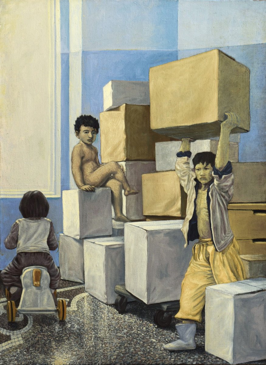 Oil Painting , Working In The Room By Antonio Mele, 37 X 51, Artwork For Sale On Artfinder