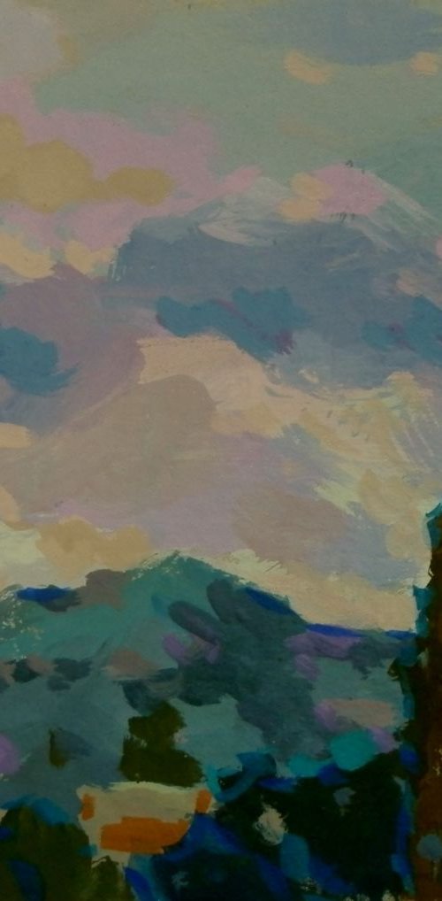 Mountain and cypresses by Sergey  Kachin