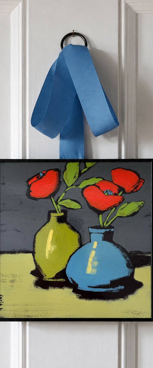 Painting "Poppies in Vases" by Daria Baklykova