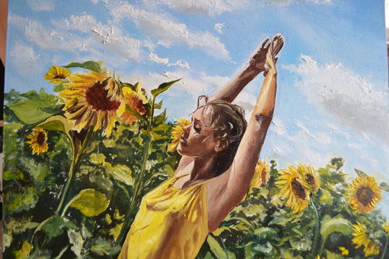 Self-portrait with Sunflowers