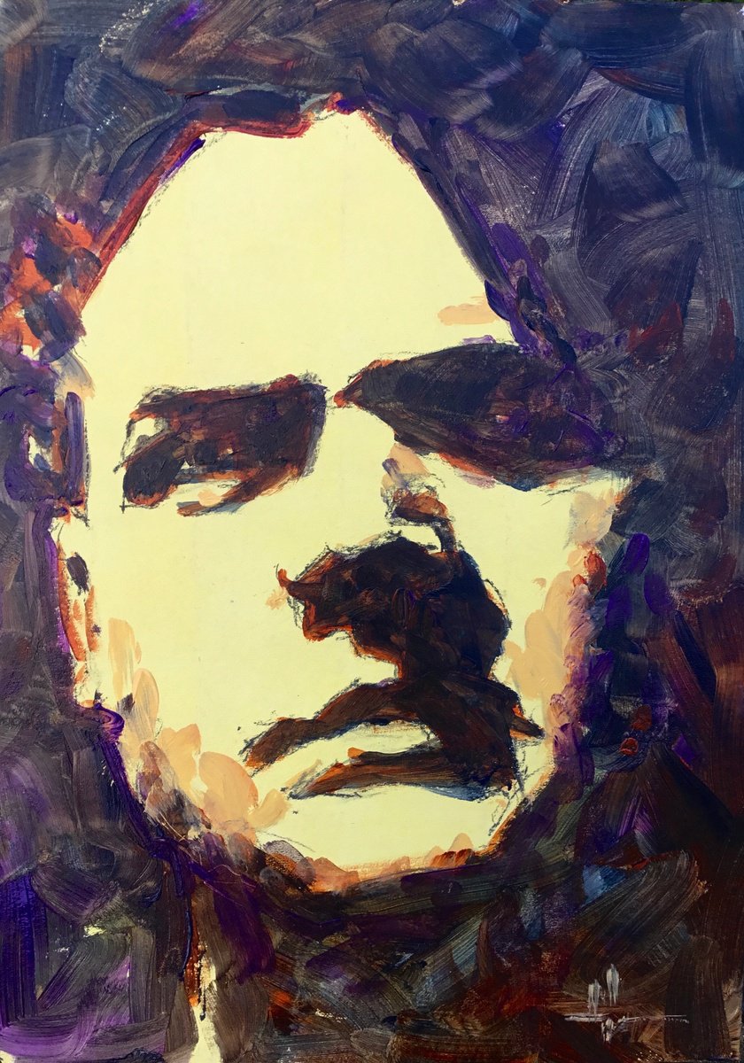 Expressive Portrait Acrylic Painting By Dominique Deve, 11 X 17, Patience, Original Artwork