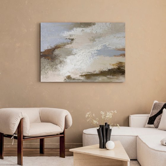 "Borgo" Abstract blue gray textured art