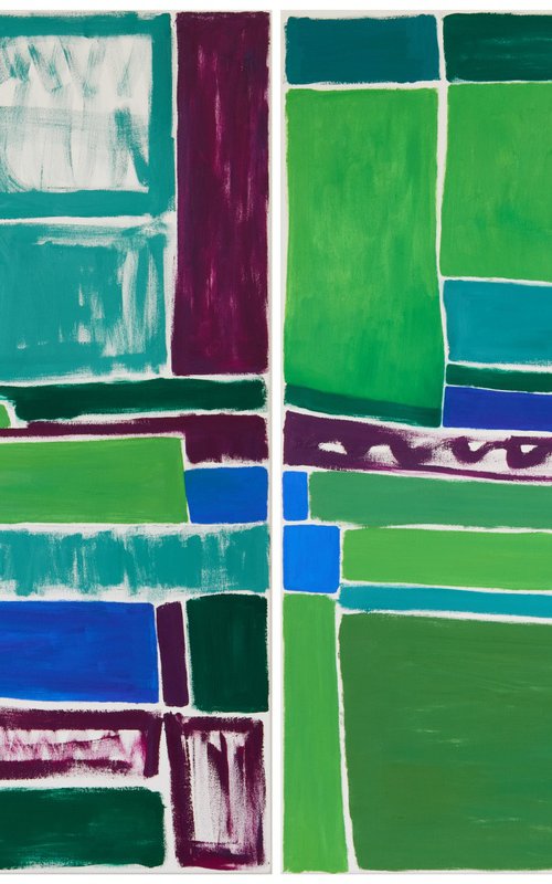 Squares / Green Purple by Simon Findlay
