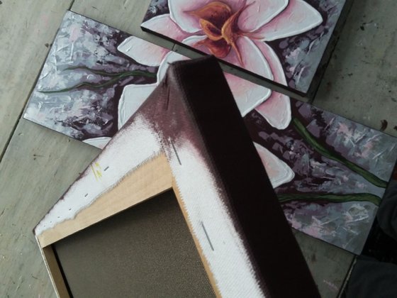 Orchids(30x60 20x60 20x60 30x60 size, pallete knife, Modern art )