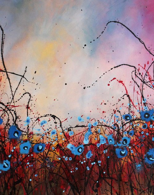 Lievemente - Super sized original floral landscape by Cecilia Frigati