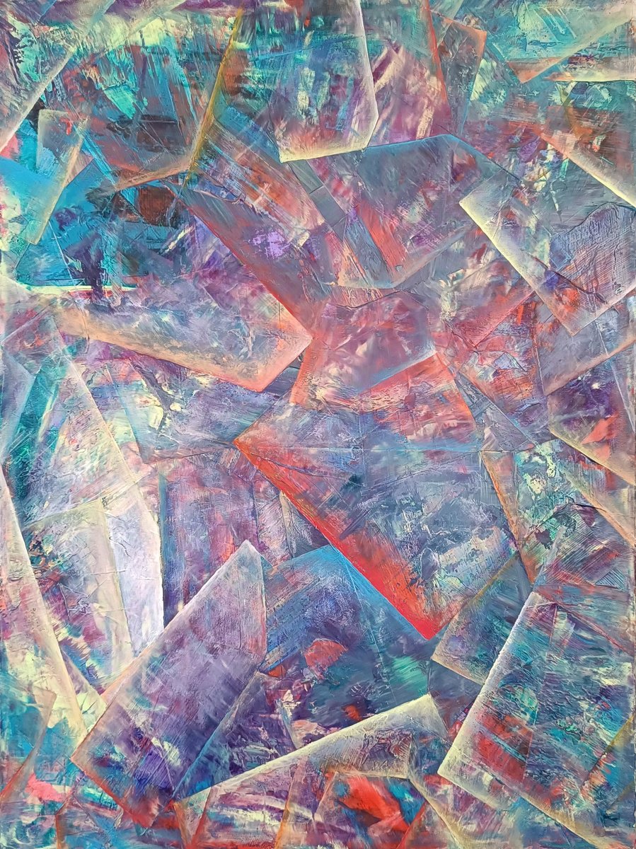 Geometric Abstract Painting By Giuseppe Pastore, 24 X 31, Caput Imperare, Original Artwork