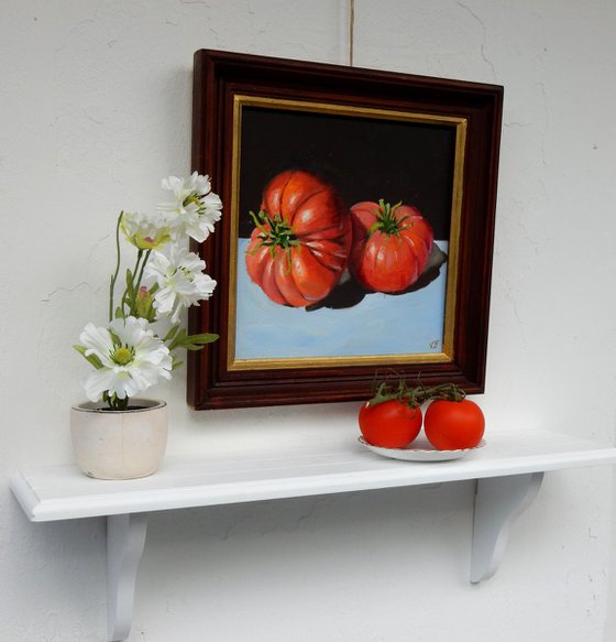 Ripe tomatoes. Still life, 25x25cm