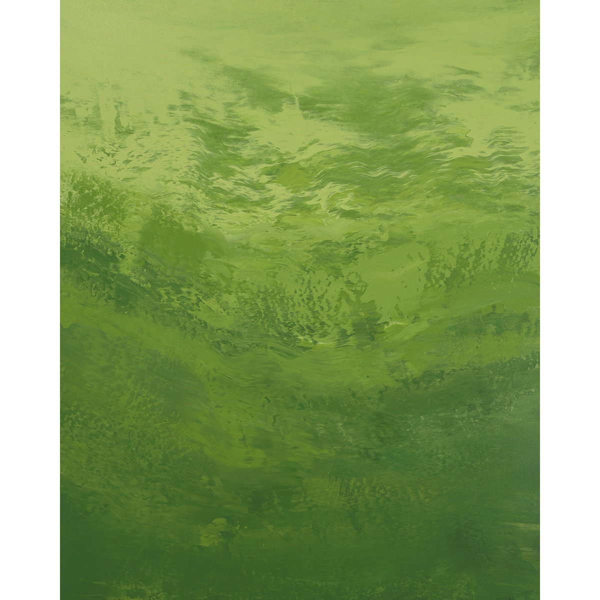 Expressive Abstract Acrylic Painting By Suzanne Vaughan, 24 X 30", Olive Greens - Color Field, Original Artwork
