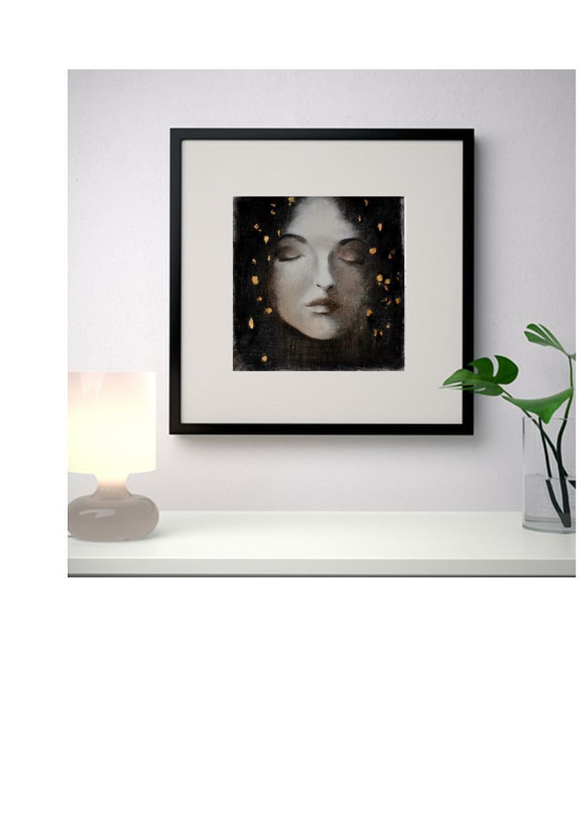 Expressive Portrait Charcoal Drawing By Daniela Roughsedge, 10 X 10, She Walks In Beauty..., Original Artwork