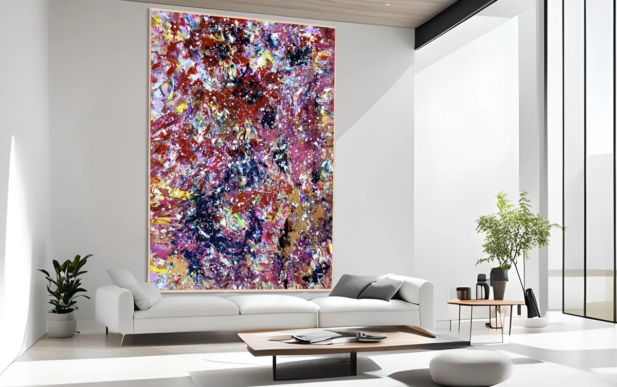 Organic Abstract Acrylic Painting By Estelle Asmodelle, 58 X 74, Celestial Ambience, Original Artwork