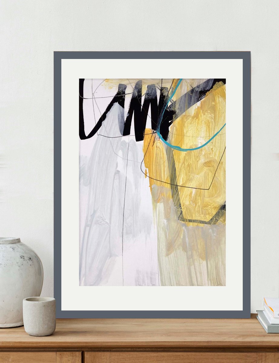 Expressive Abstract Acrylic Painting By Adrian Bradbury, 17 X 22, Wave Motion 1, Original Artwork