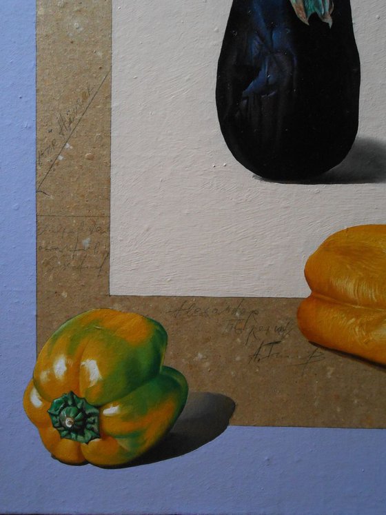 Still Life with Eggplant and Peppers