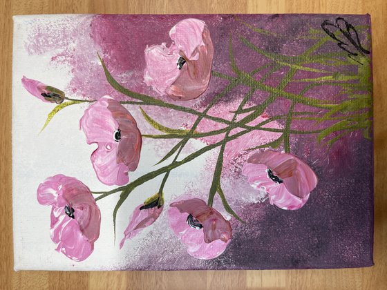 Pink Poppies on a Triptych