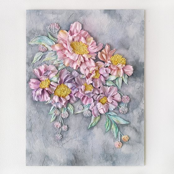 Peony bouquet sculpture painting