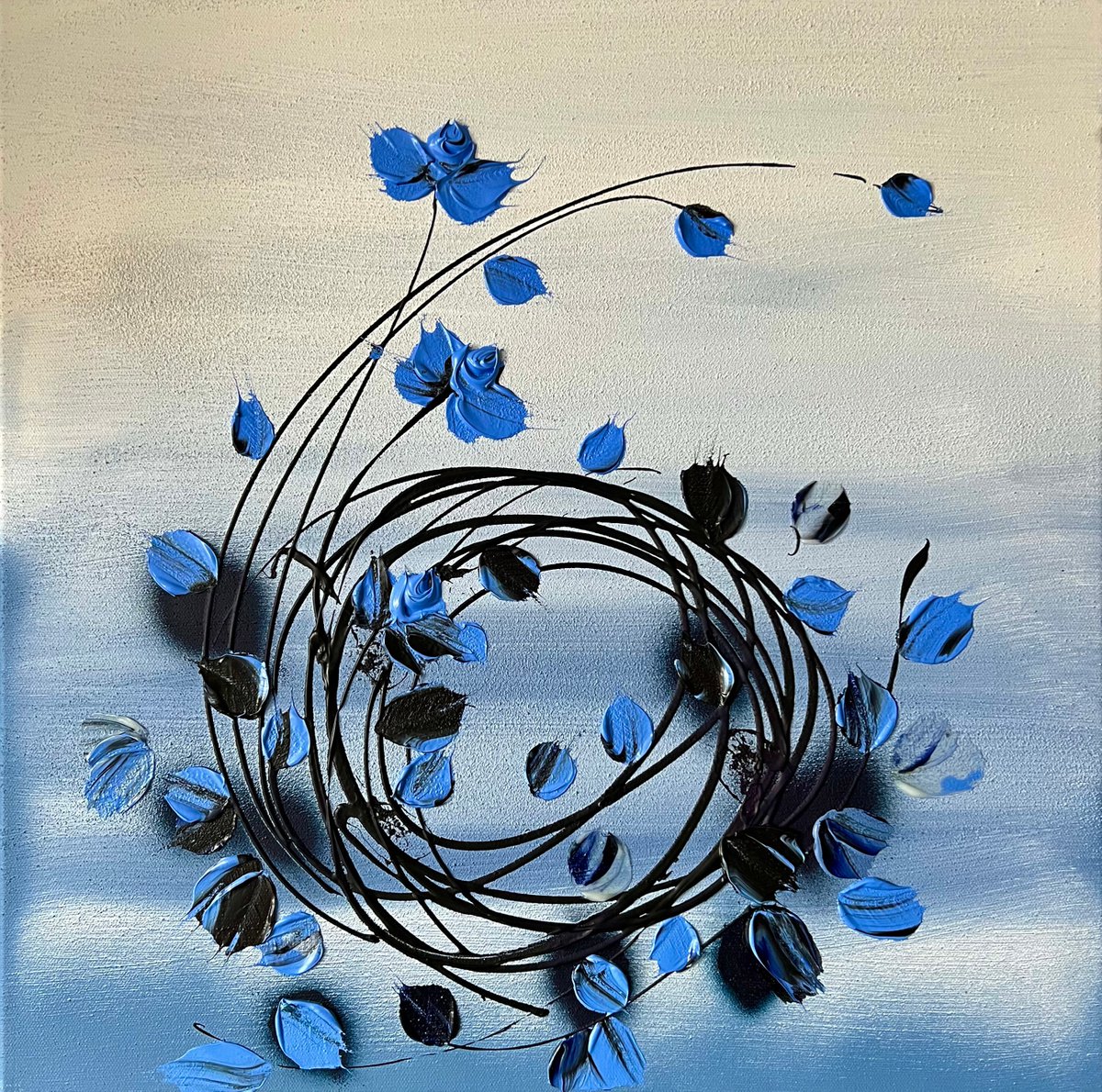 Swirling Flowers acrylic square artwork 50x50cm by Anastassia Skopp