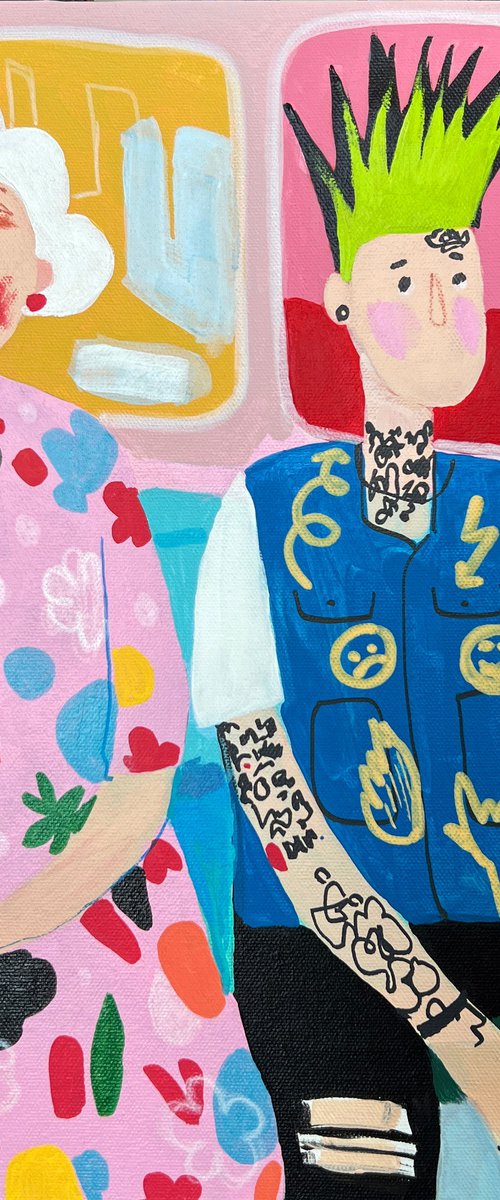 Punk and Grandma Subway Scene by Sasha Robinson