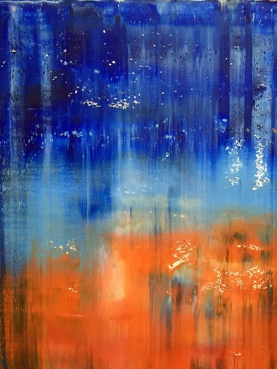 "Firewater" - FREE USA SHIPPING - Original PMS Abstract Oil Painting On Canvas - 16" x 20"