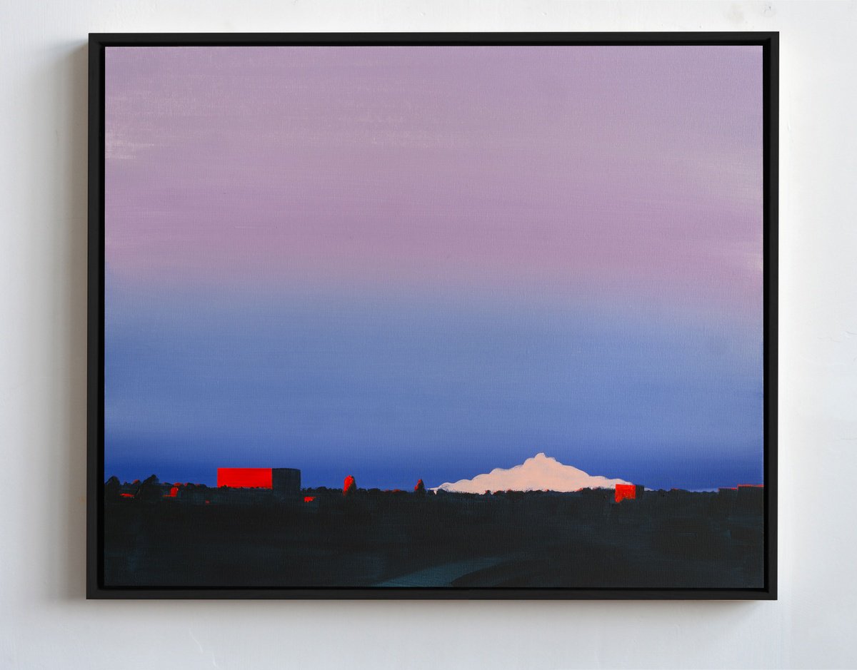 Impressionistic Landscape Acrylic Painting By Bohdan Katolyk, 24 X 20, Sunset Over The City, Original Artwork