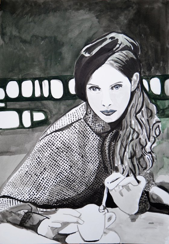 Girl in cafe / 46 X 31.7 cm