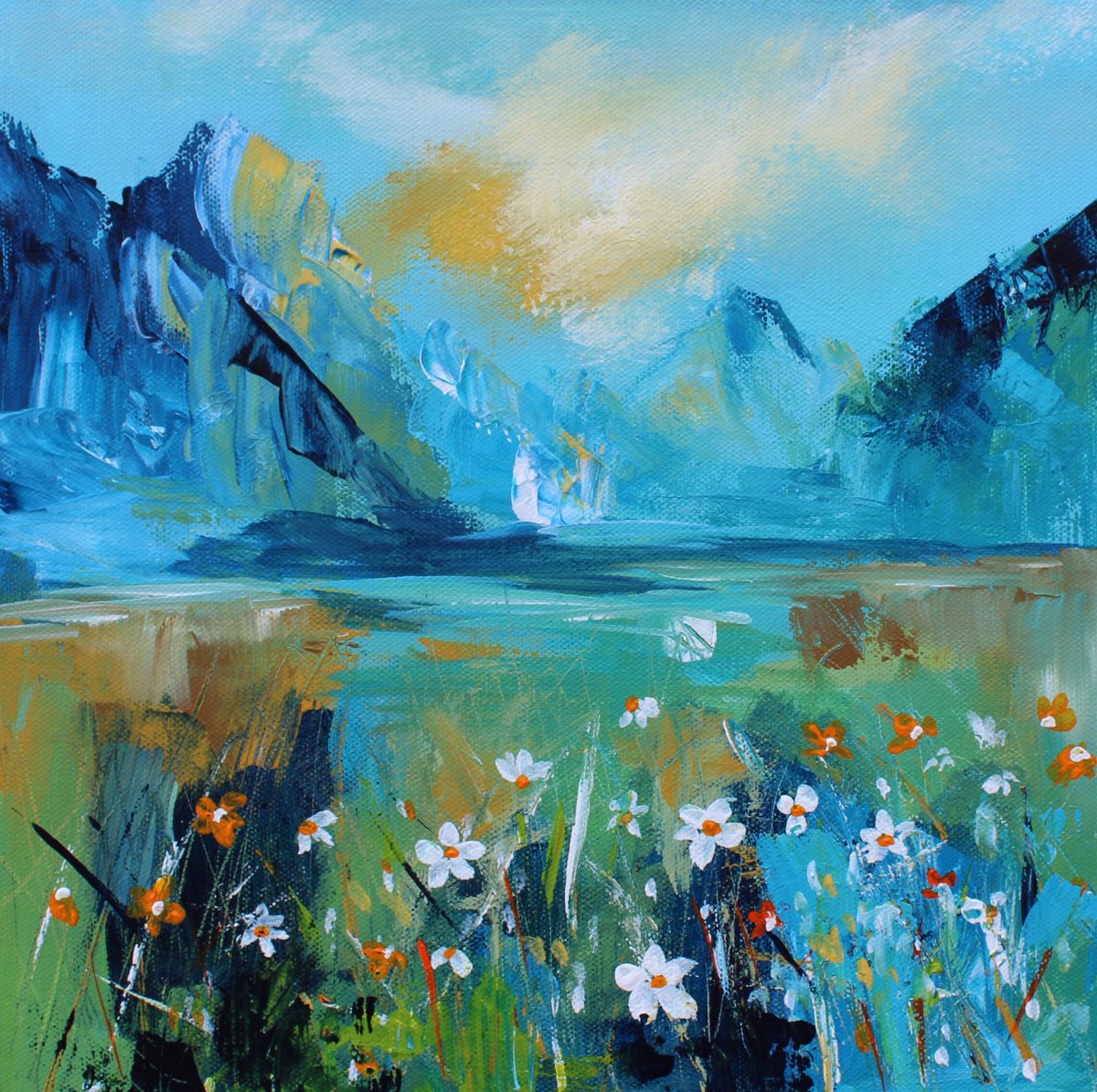 Impressionistic Landscape Acrylic Painting By Niyati Jiwani, 12 X 12", Bloom I, Original Artwork
