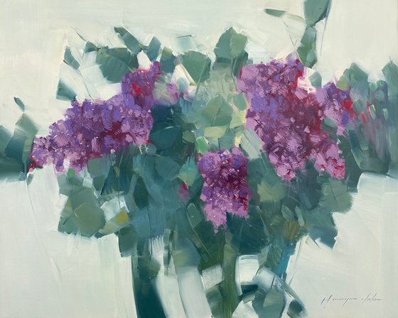 Lilacs, Original oil painting, Handmade artwork, One of a kind