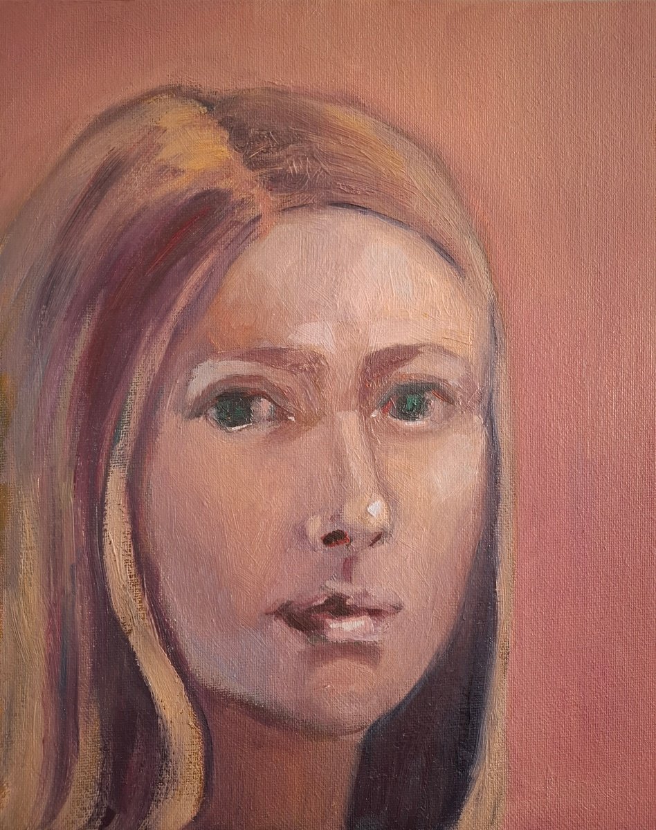 Impressionistic Portrait Oil Painting By Olena Kolotova, 9 X 12", Self Portrait, Original Artwork