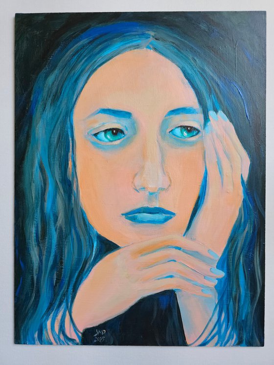 Woman portrait in blue